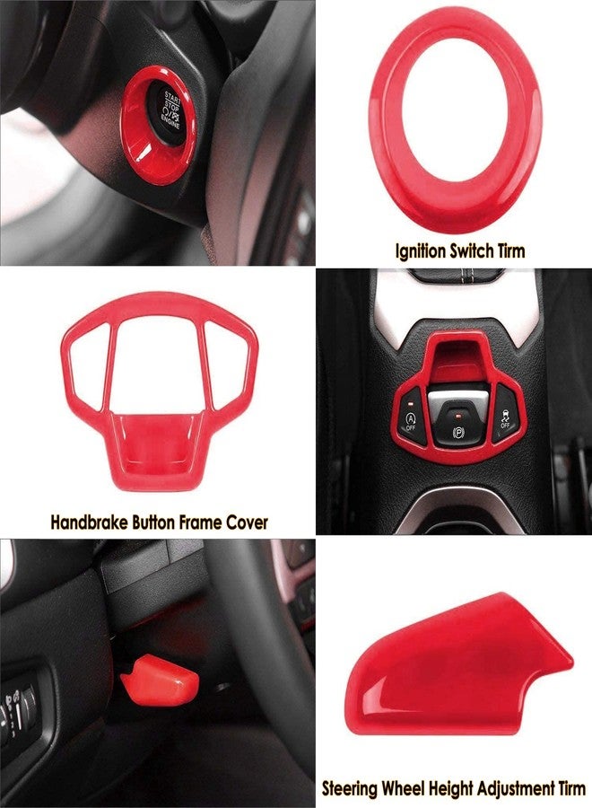 Yoursme 31 PCs Car Interior Accessories Trim - Air Conditioning Vent Decoration & Door Speaker & Water Cup Holder & Headlight Switch & Window Lift Button Covers Fit for Jeep Renegade 2015-2021 (Red) - Image 3