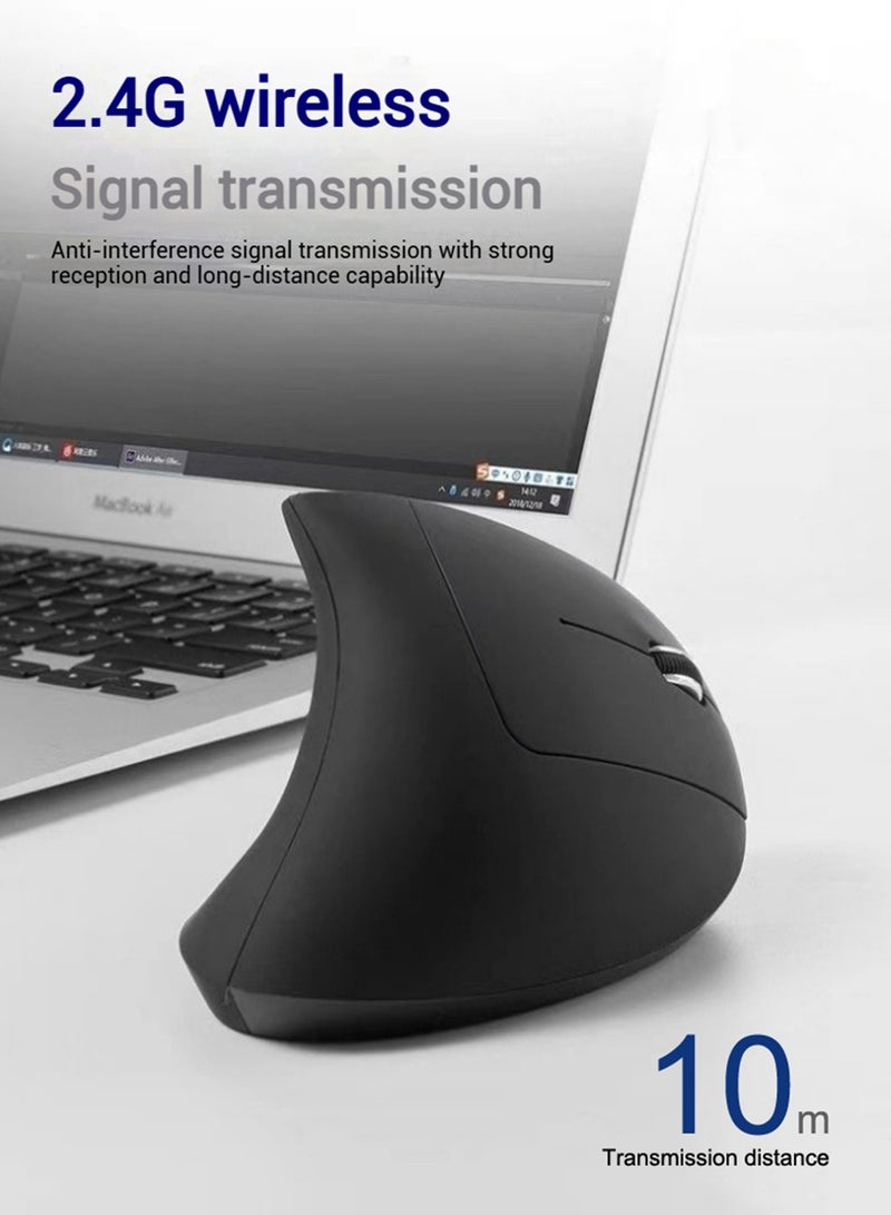 DRAKLAW Ergonomic Mouse, Vertical Wireless Mouse, Rechargeable 2.4G &5.2 Bluetooth Optical Carpal Tunnel Mice: 800/1200 / 1600 DPI, 6 Buttons, for Laptop, PC, Computer, Desktop, Notebook etc, Black  - Image 3