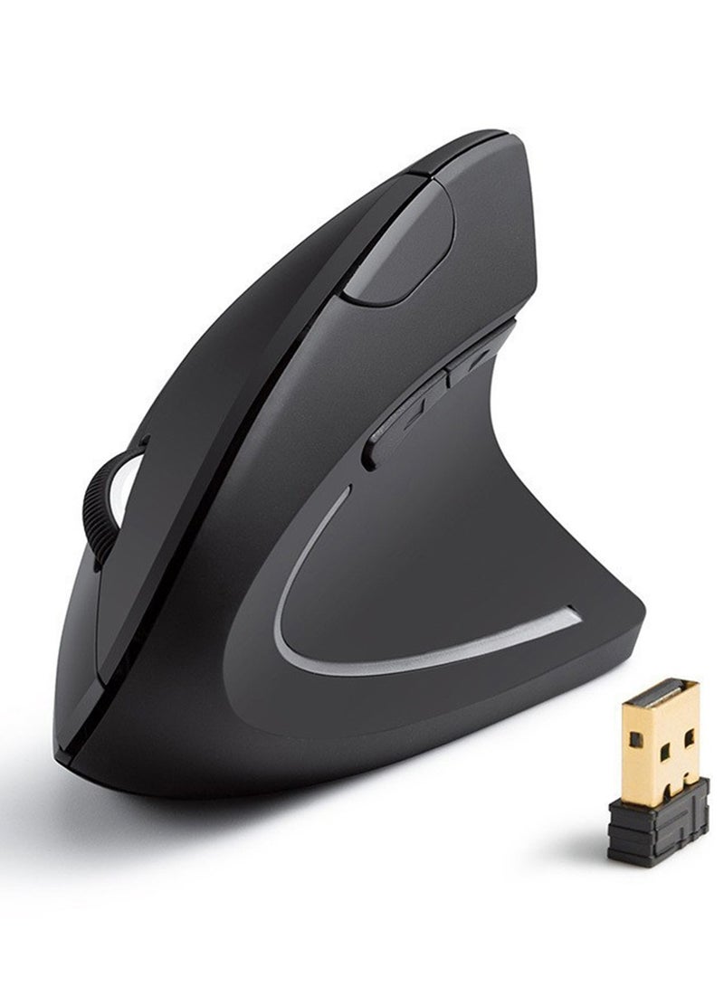 دراكلاو ماوس لاسلكي مريح، ماوس لاسلكي صامت قابل لإعادة الشحن لمتلازمة النفق الرسغي لليد اليمنى، ماوس عمودي USB-A بسرعة 2.4 جيجاهرتز لأجهزة الكمبيوتر المحمولة، 3 أوضاع قابلة للتعديل بدقة 1600 نقطة في البوصة، كمبيوتر، ماك بوك، سطح المكتب - Image 1