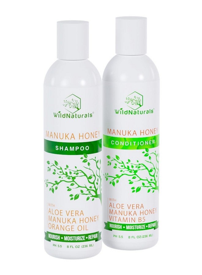 Wild Naturals Manuka Honey Shampoo And Conditioner - Soothing Moisturizing Formula For Eczema, Psoriasis, Curly Hair And Color-Safe - All Natural Set - Image 1