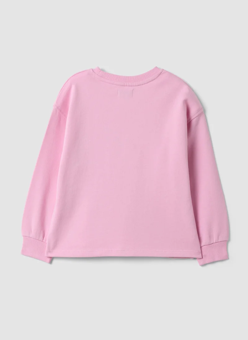 Ovs OVS Pink pure cotton crew-neck sweatshirt with heart print for girls