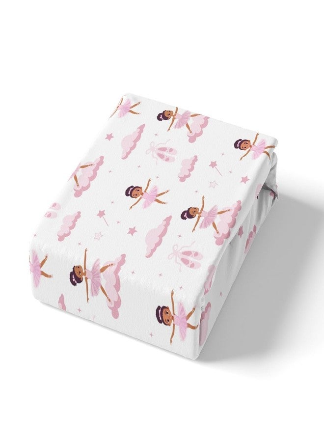 Castle Fairy Ballerina Girl Bedding Set Twin Size Pink Ballet Shoes Bed Set for Girls Teens Bedroom Decor Kids Stars Clouds Fitted Sheet Soft Cartoon Dreamy Bed Cover(1 Fitted Sheet+1 Pillow Case) No Flat Sheet - Image 4