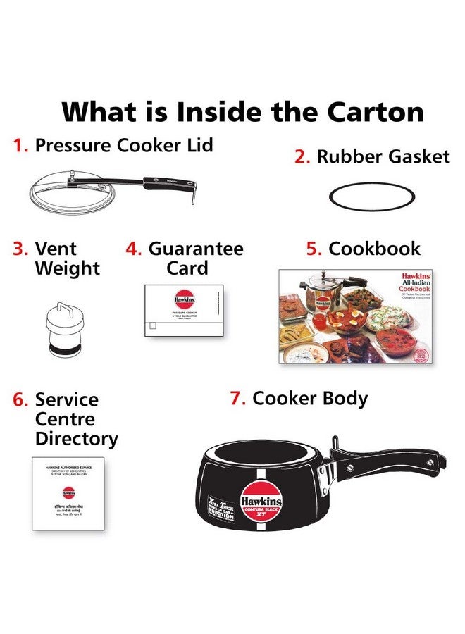 Hawkins 1.5 Litre Contura Black XT Pressure Cooker, Hard Anodised Inner Lid Baby Cooker, Small Induction Cooker, Extra Thick Handi Cooker, Black (CXT15) - Image 5
