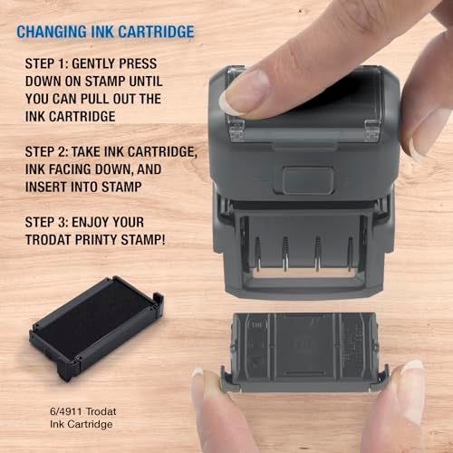 Trodat 4820 Printy 4.0, Self-Inking Date Stamp for Professional, Classroom and Personal Applications, 3/8” x 1-¼”, CO2 Compensated Date Stamper (Black) - Image 4