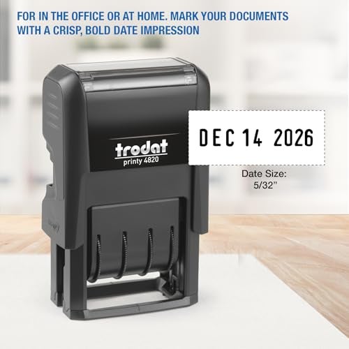 Trodat 4820 Printy 4.0, Self-Inking Date Stamp for Professional, Classroom and Personal Applications, 3/8” x 1-¼”, CO2 Compensated Date Stamper (Black) - Image 3