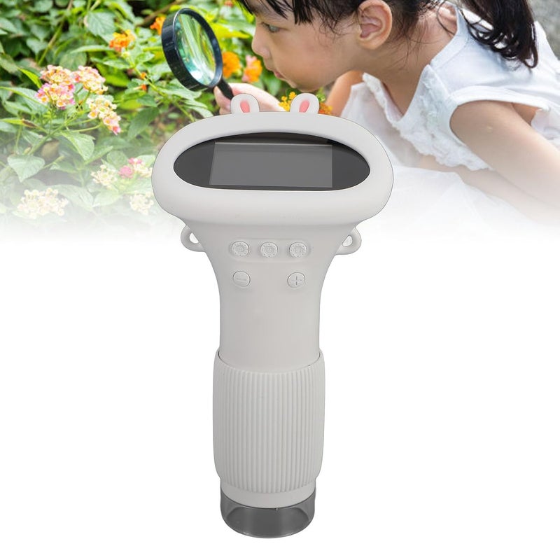 White Handheld Digital Microscope For Kids 2 Inch Screen 1000X Magnification With 8 LED Lights - Image 5
