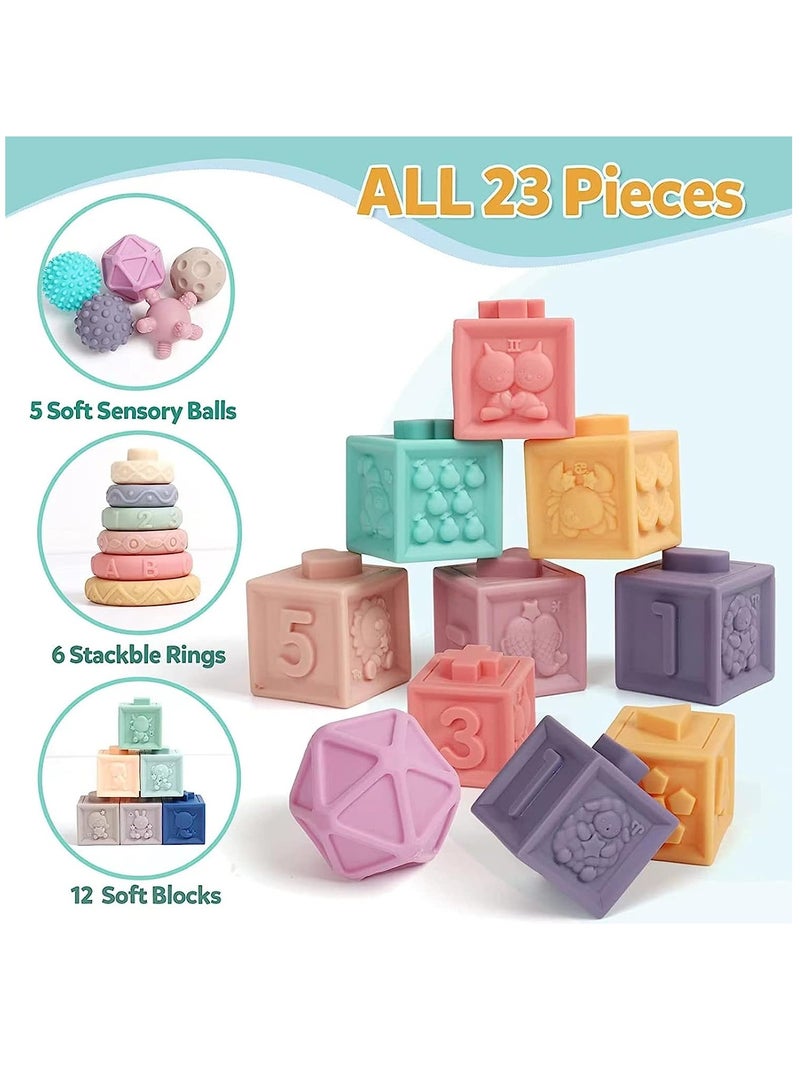 Soofam Baby Soft Stacking Blocks ，Montessori Sensory Toys，Educational Stacking Building Blocks Baby Teething Toys  for boys and girls aged 6+ months years old - Image 4