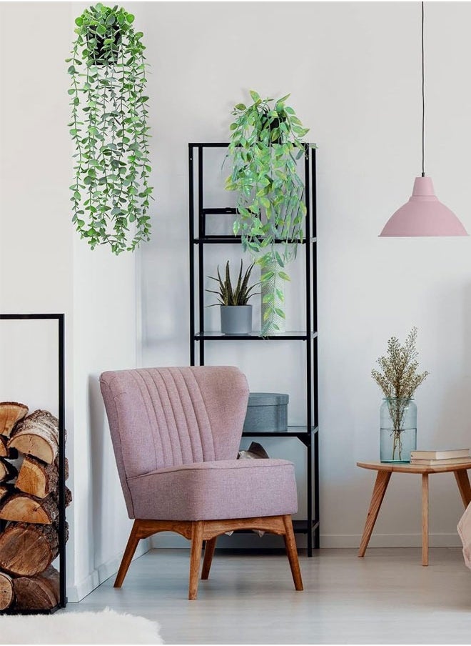 HAWAWA 3 Pack Artificial Hanging Plants, Plastic Fake Potted Greenery Faux Eucalyptus Vine, Mandala Vine, Pea pod Leaves in Pot for Home Shelf Wall Office Indoor Outdoor Room Decor Green  - Image 4