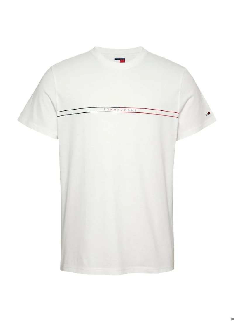 TOMMY JEANS Men's Graphic Slim Fit T-Shirt - Cotton, White