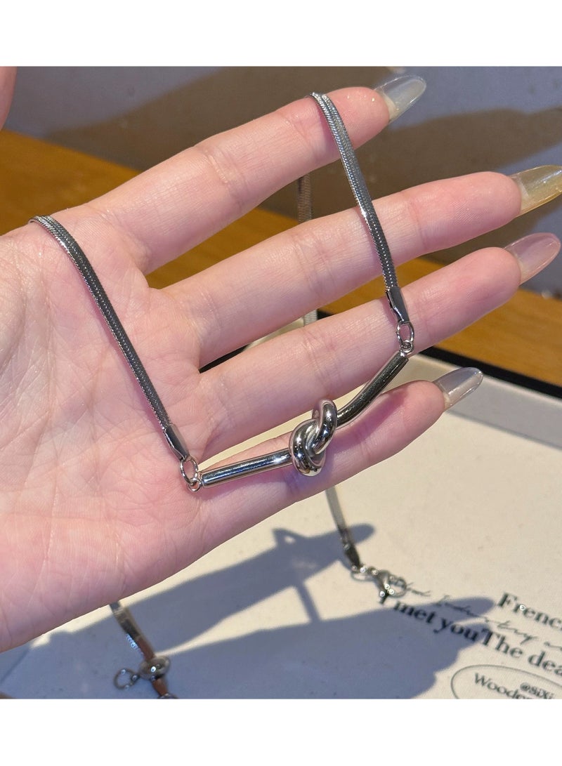 Goolsky Knot Titanium Steel Necklace – Fade-Resistant Minimalist Adjustable Short Clavicle Chain, Versatile Elegant Choker - Image 3