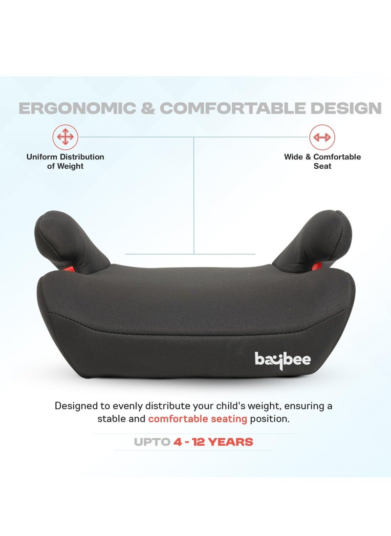BAYBEE - Baybee Kids Booster Car Seat for Baby Portable Lightweight Travel Car Seat with Removable Cover, Comfort, Compact and Easy to Use | Suitable for Toddler 4-12 Years Boys Girls (Black) - Image 1