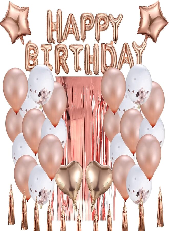 Secret Rose Gold Birthday Party Decorations, Including Happy Birthday Banner Birthday Balloons Rose Gold Confetti, Birthday Decorations