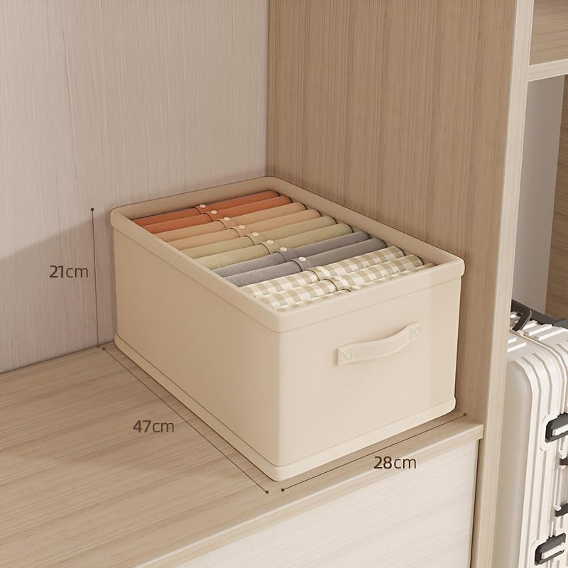 XVersion Foldable Closet Organizer 3-Pack - 47L x 28W x 21H Drawer Storage for Wardrobe, Cabinet & Laundry Room Beige Folding Shelves Space-Saving Clothes Storage- Beige Foldable - Image 2