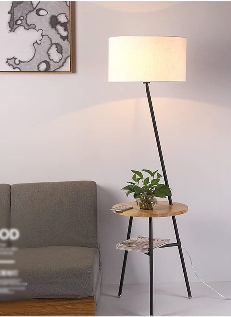 Bolivia's - Floor Lamp, Vertical Lamp, Nordic Floor Lamp with Wood Table, Solid Wooden Standing Light, for Living Room Study Bedroom Bedside Sofa - Image 1