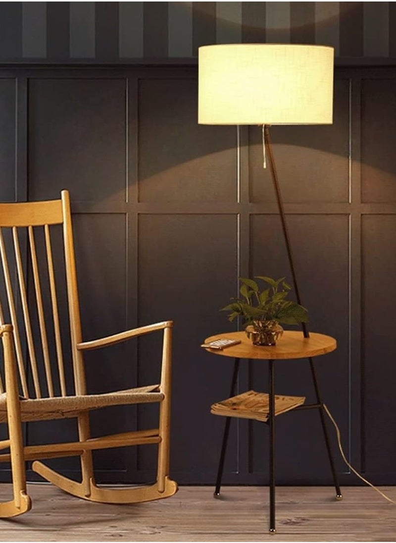 Bolivia's - Floor Lamp, Vertical Lamp, Nordic Floor Lamp with Wood Table, Solid Wooden Standing Light, for Living Room Study Bedroom Bedside Sofa - Image 1