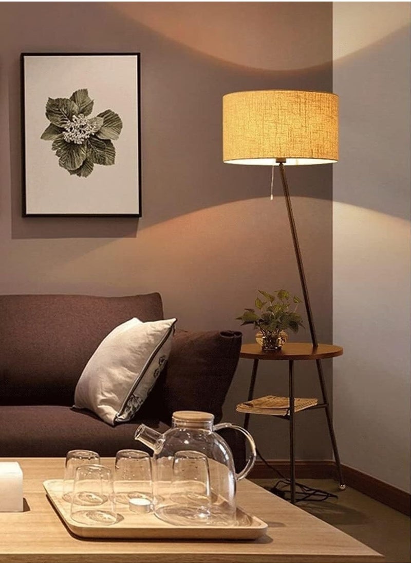 Bolivia's - Floor Lamp, Vertical Lamp, Nordic Floor Lamp with Wood Table, Solid Wooden Standing Light, for Living Room Study Bedroom Bedside Sofa - Image 1