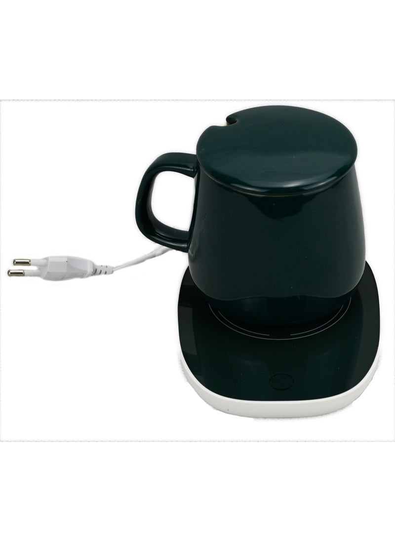 Lucky Coffee Cup And Saucer Warmer, Classic Ceramic Tea Set With Saucer, Coffee Cup With Electric Saucer, Coffee Cup Warmer, Cup With Warming Saucer (Green)  - Image 2