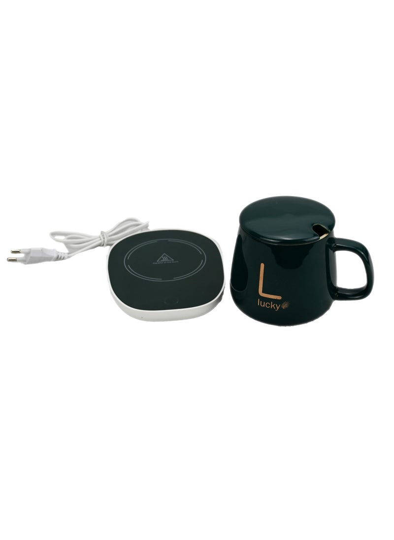 Lucky Coffee Cup And Saucer Warmer, Classic Ceramic Tea Set With Saucer, Coffee Cup With Electric Saucer, Coffee Cup Warmer, Cup With Warming Saucer (Green)  - Image 4