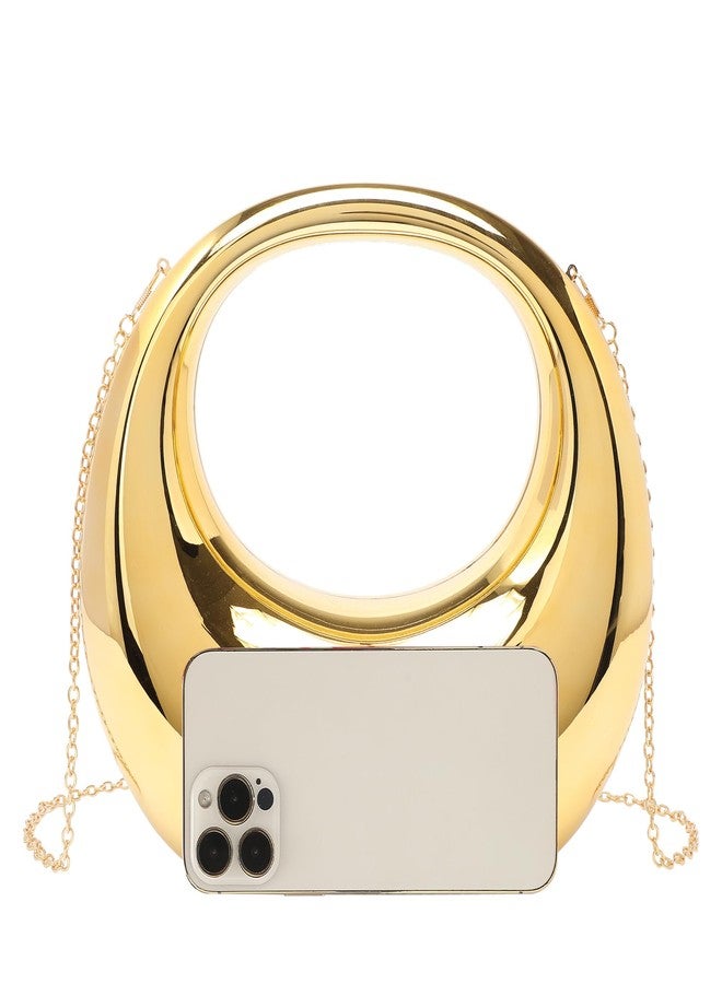 LETODE Acrylic Clutch Purses for Women Evening Handbag Top-handle Moon Hobo Bag, Gold - Image 5