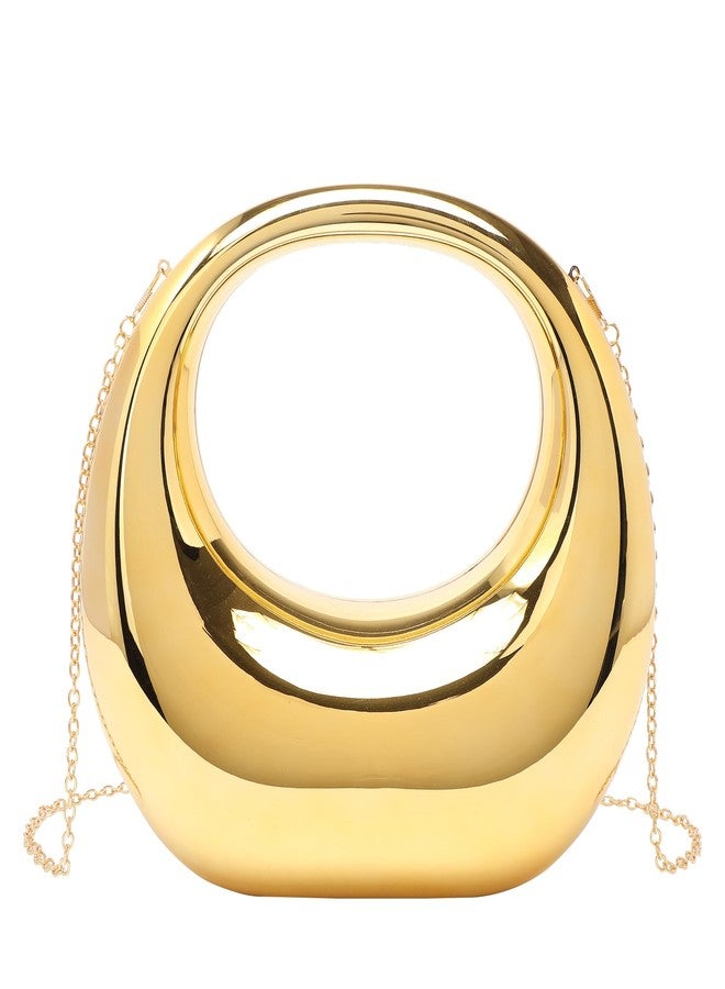 LETODE Acrylic Clutch Purses for Women Evening Handbag Top-handle Moon Hobo Bag, Gold - Image 1