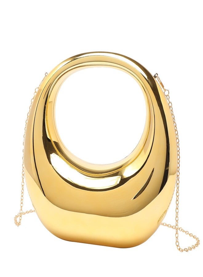 LETODE Acrylic Clutch Purses for Women Evening Handbag Top-handle Moon Hobo Bag, Gold - Image 2
