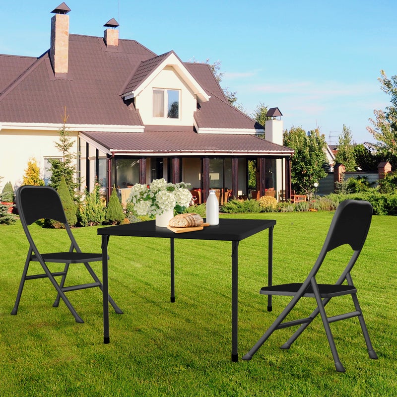 Kasunpul 34" Folding Table, Portable Square Folding Card Table with Collapsible Legs & Carrying Handle, Plastic Tables for Camping,Picnic, Office, Party, Black - Image 2