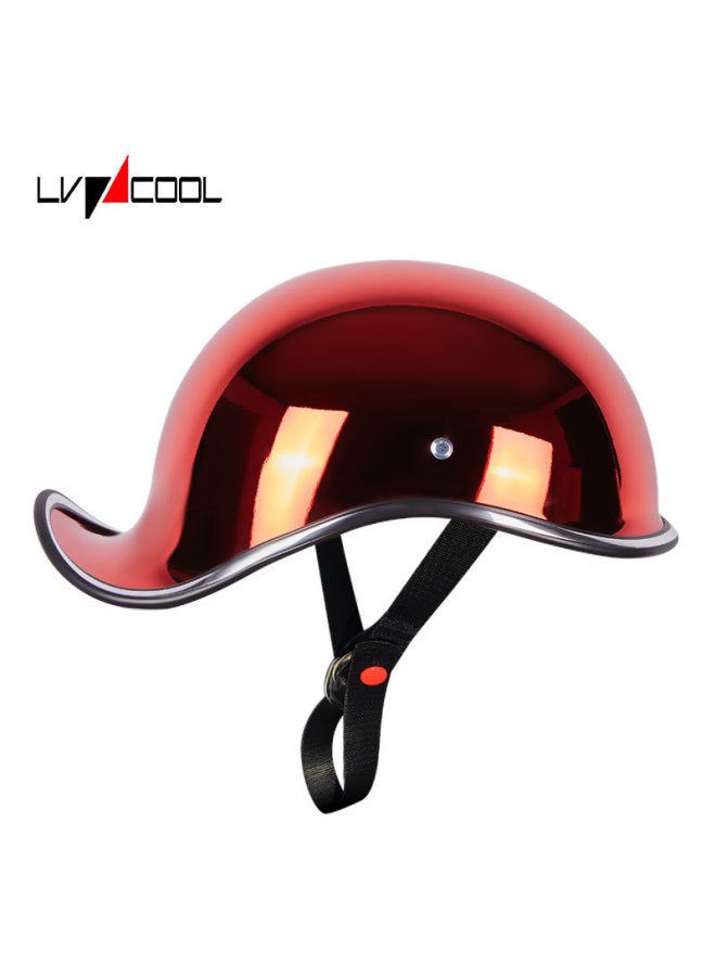 1 Sao Plating Luo Red Half Helmet Men's Electric Vehicle Helmet Summer Retro Helmet Raised Helmet Motorcycle Safety Helmet Motorbike Riding