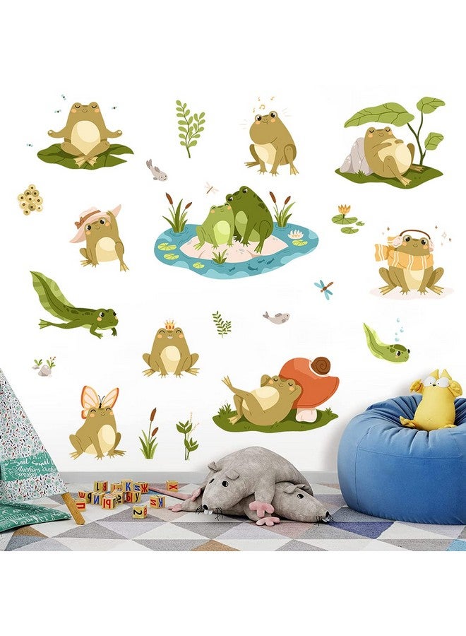 WOYINIS Removable Cute Frog Wall Decals Peel & Stick Frogs Dragonflies Lotus Pond Wall Stickers Set DIY Individual Stickers Kids Room Playroom Nursery Wall Decor - Image 5