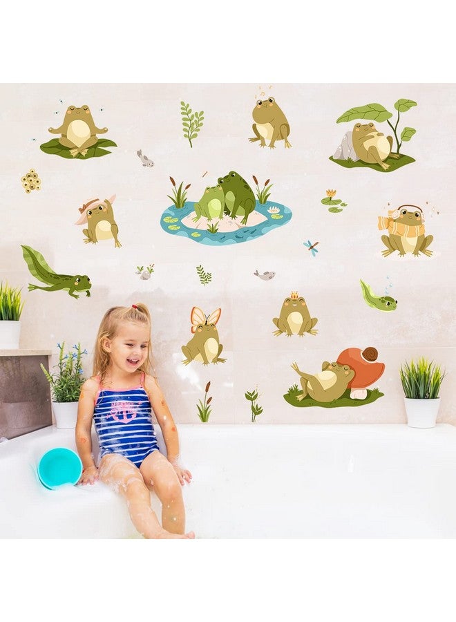 WOYINIS Removable Cute Frog Wall Decals Peel & Stick Frogs Dragonflies Lotus Pond Wall Stickers Set DIY Individual Stickers Kids Room Playroom Nursery Wall Decor - Image 1