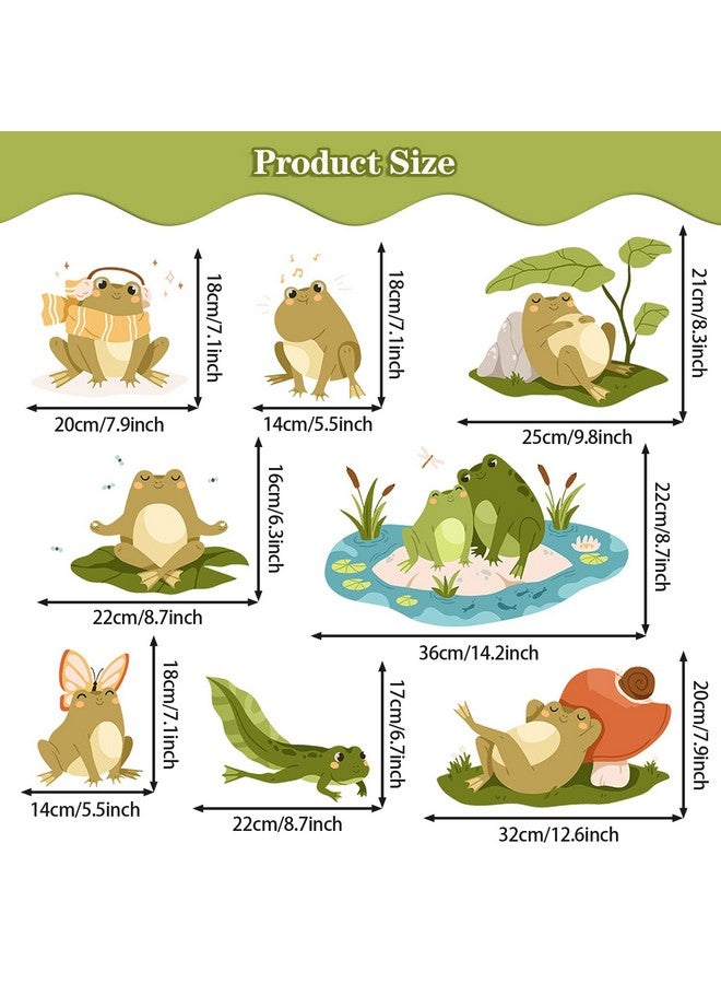 WOYINIS Removable Cute Frog Wall Decals Peel & Stick Frogs Dragonflies Lotus Pond Wall Stickers Set DIY Individual Stickers Kids Room Playroom Nursery Wall Decor - Image 3