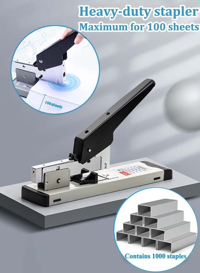 دباسة متينة مزودة بـ 1000 دبوس، دباسة مكتبية عالية السعة بسعة 100 ورقة، دباسة مقاومة للانحشار لتجليد الورق - Image 1