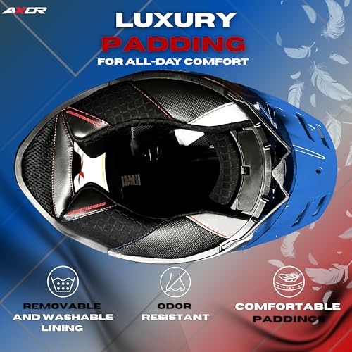 AXOR Brutale Ryden Dual Spoiler Helmet – Aerodynamic Full Face Design | Certified (ISI, DOT, ECE) | Premium Safety & Comfort- White Red, Size:XL - Image 5