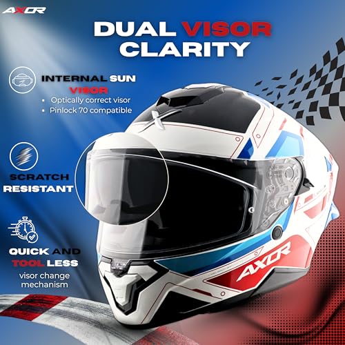 AXOR Brutale Ryden Dual Spoiler Helmet – Aerodynamic Full Face Design | Certified (ISI, DOT, ECE) | Premium Safety & Comfort- White Red, Size:XL - Image 3