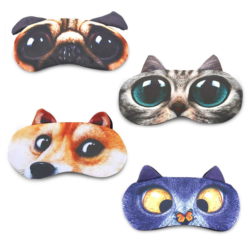 Tphon Sleep Mask for Adult Kids Boys Girls Funny Blindfolds Soft Cute Animal Sleeping Masks with Adjustable Strap for Travel Naps Shift Works Games
