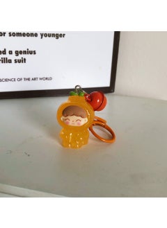 Generic 3D Fruit Bell Keychain Cute Students Accessory GiftThird generation three-dimensional fruit zaizai keychain [luminous leg holding orange] Third generation three-dimensional fruit zaizai keychain [luminous leg holding orange] 