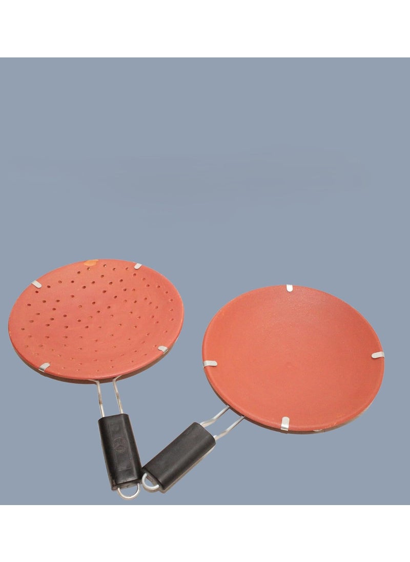 Terra Charms Terra Charms paratha Tawa with Roti Tawa Roti Combo Set with Stand Mitti Ke Tawa Handmade Mitti Terracotta Clay Tawa for Making RotiChapatti 10 Inches Pack of 2  - Image 1