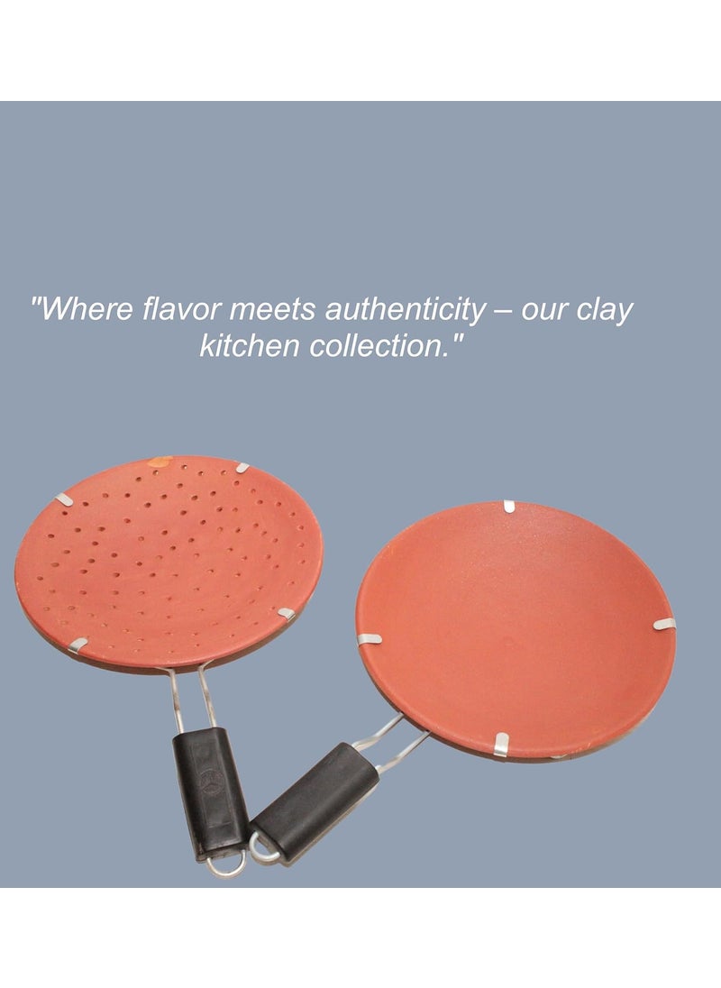 Terra Charms Terra Charms paratha Tawa with Roti Tawa Roti Combo Set with Stand Mitti Ke Tawa Handmade Mitti Terracotta Clay Tawa for Making RotiChapatti 10 Inches Pack of 2  - Image 4