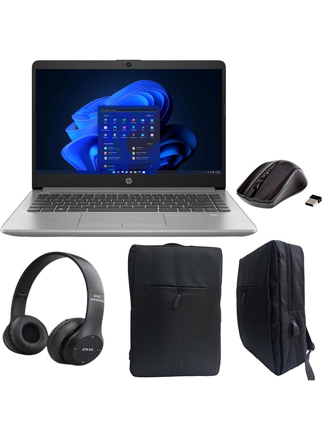 HP كمبيوتر محمول 240 G9 بشاشة FHD مقاس 14 بوصة ومعالج Core i5-1235U وذاكرة وصول عشوائي 8 جيجابايت ومحرك أقراص SSD سعة 512 جيجابايت وبطاقة رسومات Intel Iris Xe ونظام تشغيل Windows 11 حقيبة كمبيوتر محمول مجانية + ماوس لاسلكي + سماعة رأس بلوتوث - Image 1