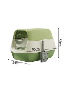 Generic Cat litter box with lid, enclosed cat toilet, removable cat litter box with front door, pet accessories that can isolate odors and prevent cat litter from splashing, suitable for kittens (green)  - Image 2