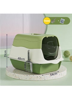 Generic Cat litter box with lid, enclosed cat toilet, removable cat litter box with front door, pet accessories that can isolate odors and prevent cat litter from splashing, suitable for kittens (green)  - Image 3
