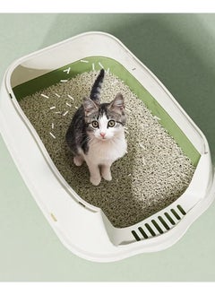 Generic Cat litter box with lid, enclosed cat toilet, removable cat litter box with front door, pet accessories that can isolate odors and prevent cat litter from splashing, suitable for kittens (green)  - Image 4