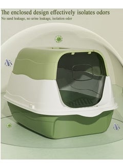 Generic Cat litter box with lid, enclosed cat toilet, removable cat litter box with front door, pet accessories that can isolate odors and prevent cat litter from splashing, suitable for kittens (green)  - Image 5