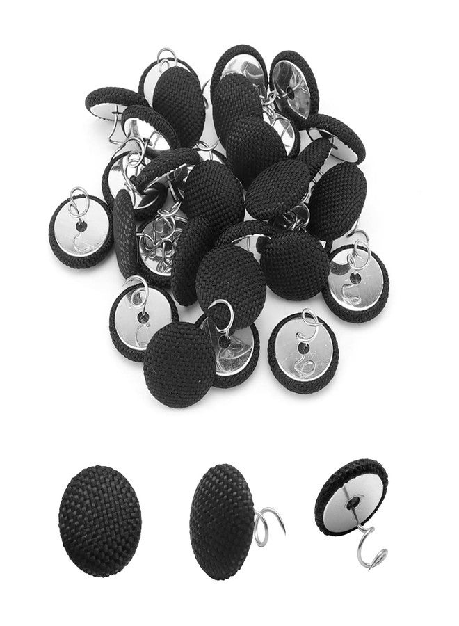 FarBoat 30pcs Linen Head Button Twist Pins Dust Ruffle Pins for Bedskirts Sofa Armrest Slipcover Upholstery Fixing Hardware (17mm Black) - Image 1