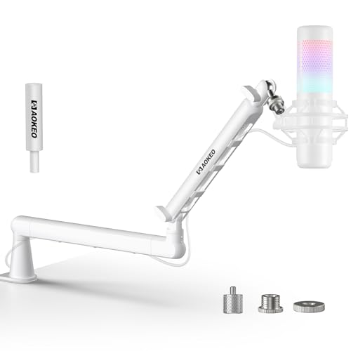 Aokeo Microphone Arm,Aokeo AK-55 Desk Low Profile Adjustable Mic Boom Arm Stand,Suitable For Blue Yeti,Snowball iCE, HyperX QuadCast,SoloCast,Elgato Wave,Etc - Image 1
