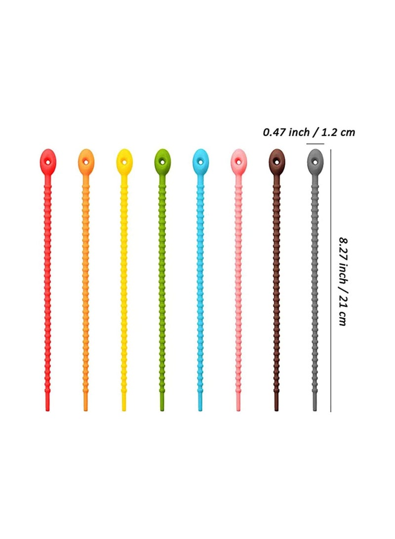 Captaintech 20 Pieces Colorful Silicone Ties Bag Clip, Cable Straps, Bread Tie, Reusable Rubber Twist Tie, All-Purpose Silicone Ties, Cable Ties,Silicone Cord,Household Snake Ties, Bag Sealing Clips - Image 3