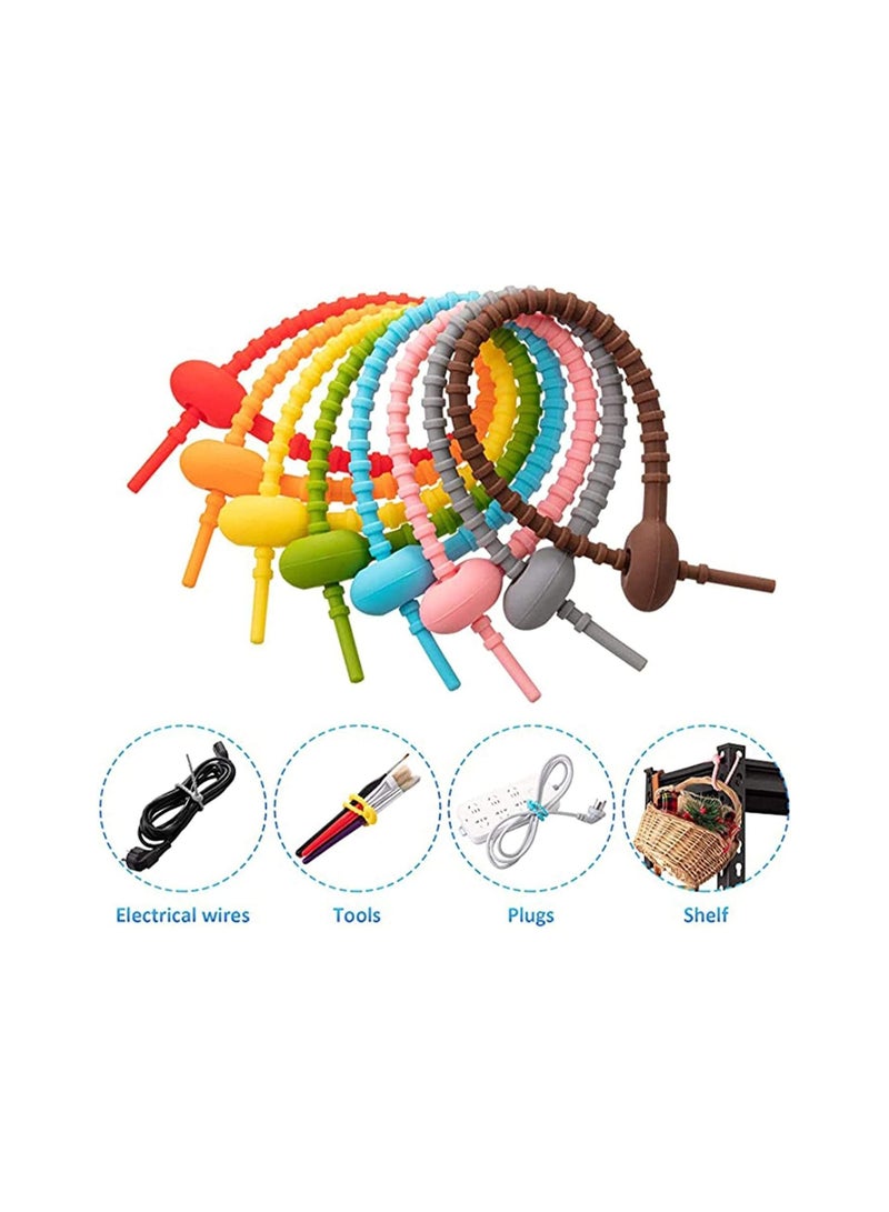 Captaintech 20 Pieces Colorful Silicone Ties Bag Clip, Cable Straps, Bread Tie, Reusable Rubber Twist Tie, All-Purpose Silicone Ties, Cable Ties,Silicone Cord,Household Snake Ties, Bag Sealing Clips - Image 4