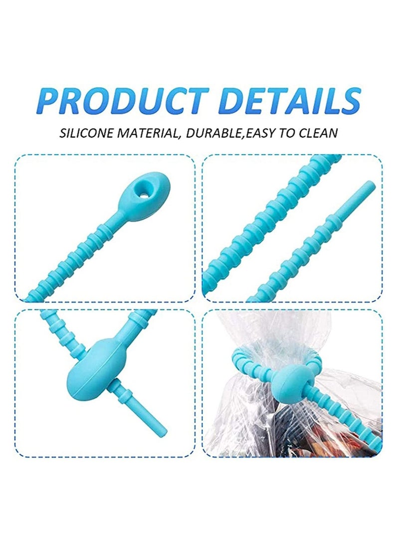Captaintech 20 Pieces Colorful Silicone Ties Bag Clip, Cable Straps, Bread Tie, Reusable Rubber Twist Tie, All-Purpose Silicone Ties, Cable Ties,Silicone Cord,Household Snake Ties, Bag Sealing Clips - Image 5
