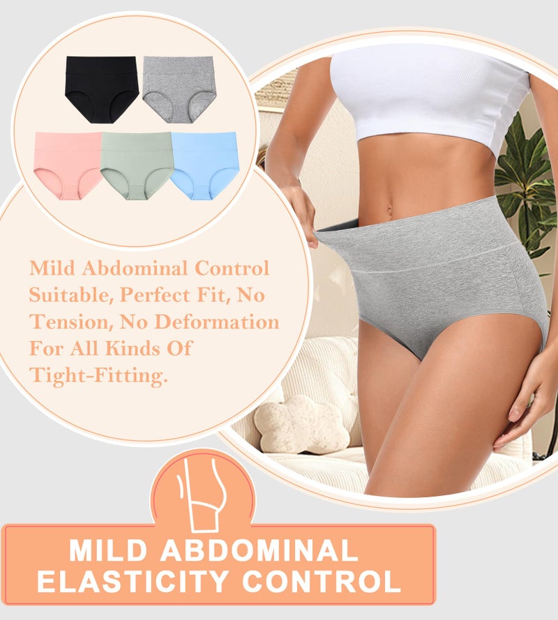 MISSWHO Cotton Soft Women Underwear Full Coverage Elasticity Panties Comfortable Briefs For Ladies 5 Packs Large - Image 3