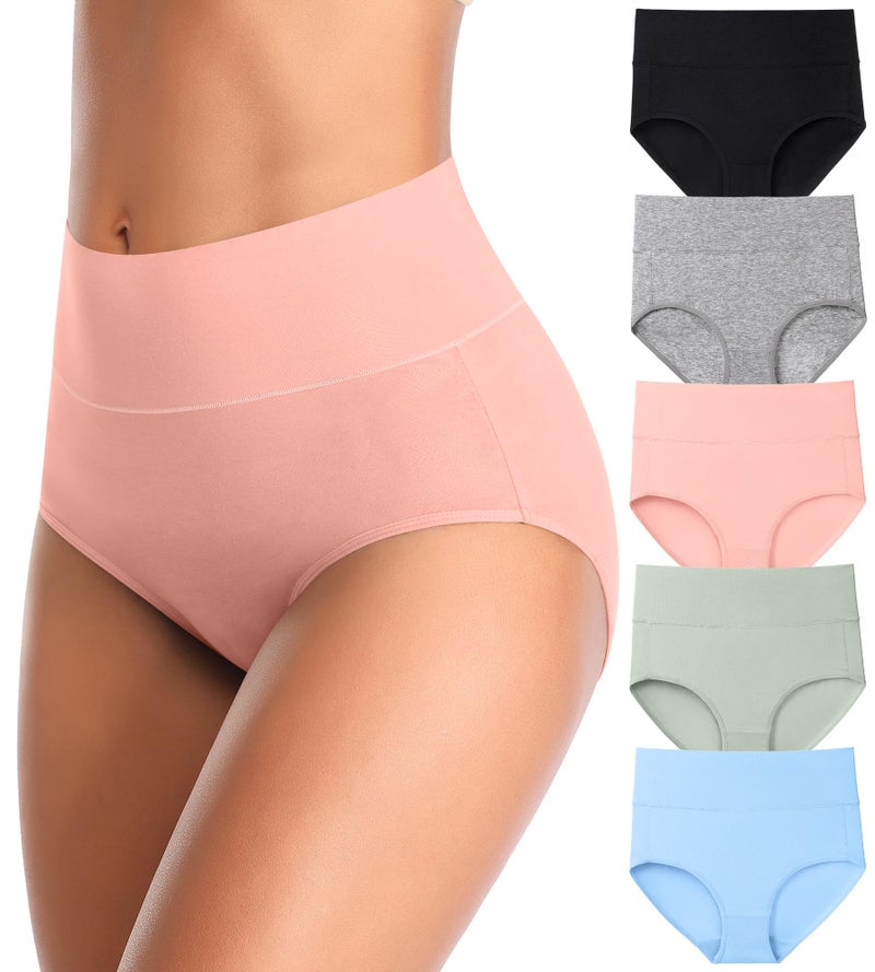 MISSWHO Cotton Soft Women Underwear Full Coverage Elasticity Panties Comfortable Briefs For Ladies 5 Packs Large - Image 1
