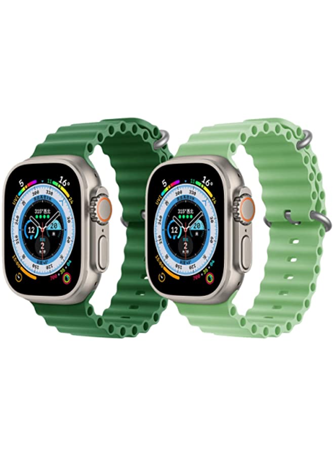 IAF Silicone Ocean Band Strap for Apple Watch 38/40/41mm Dark Green/Mint Green Set of 2